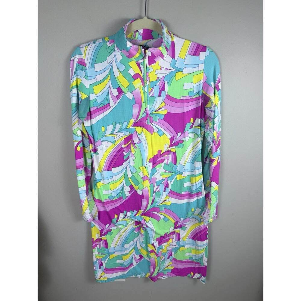 Gottex Long Sleeve Dress Pink Martinique Size Small Golf Long Sleeve Zip Collar